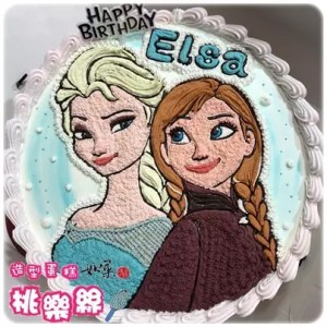 frozen elsa anna hand painted cake 01