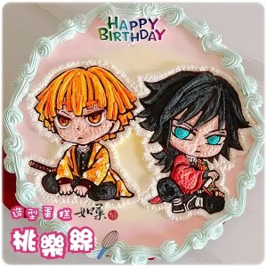 demon slayer zenitsu giyu hand painted cake 20260407
