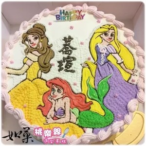 disney princess belle rapunzel ariel hand painted cake 008